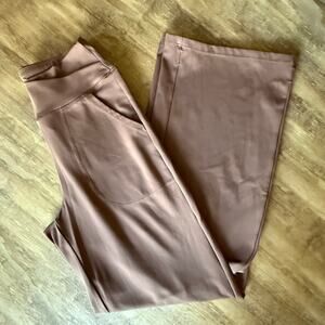 G4Free Activewear Women’s XS Wide Leg Crossover Pant Petite - Brown - Athleisure